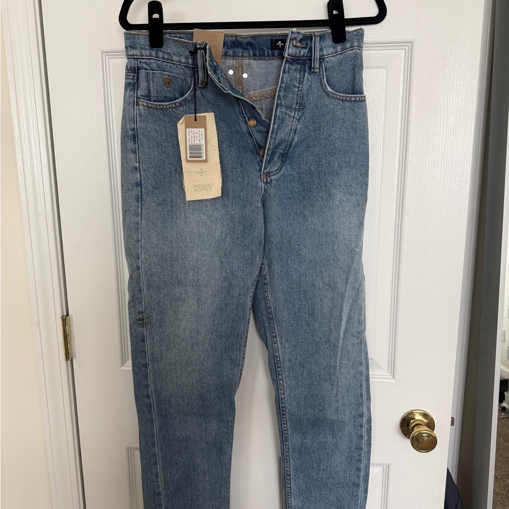 Thrills High-Rise Straight Leg Jeans in Light Blue Denim